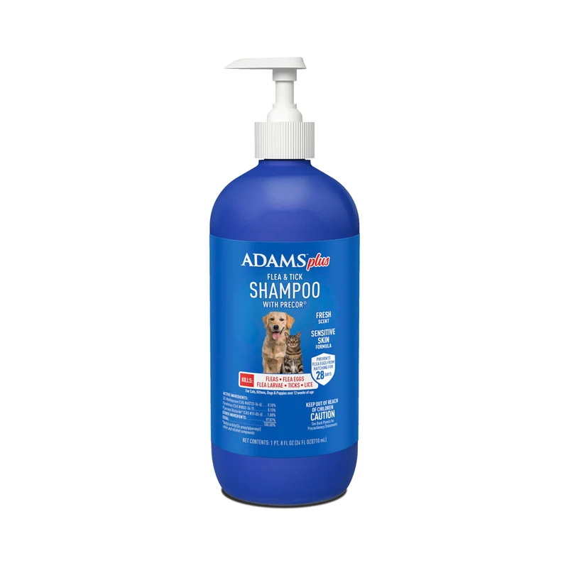 ADAMS Plus Shampooing Puces et Tiques avec Precor IGR – Chiens et Chats, 24 oz