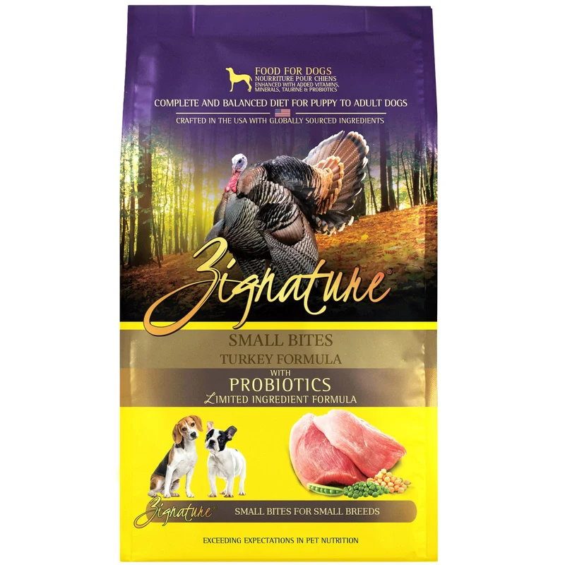 Zignature Dinde – Formule à Ingrédients Limités Petites Bouchées, Croquettes pour Chien 4 lb