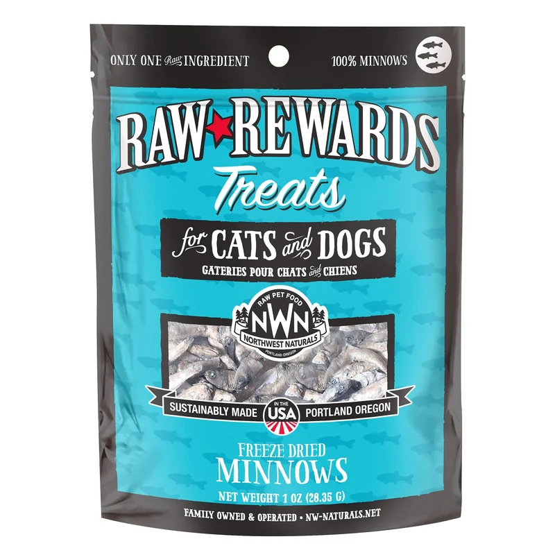 Northwest Naturals - Friandises poissons mini lyophilisés pour chiens et chats - Morceaux mini - Sans céréales - 1 ingrédient - Naturel - Qualité humaine - Fabriqué aux États‑Unis - 28 g