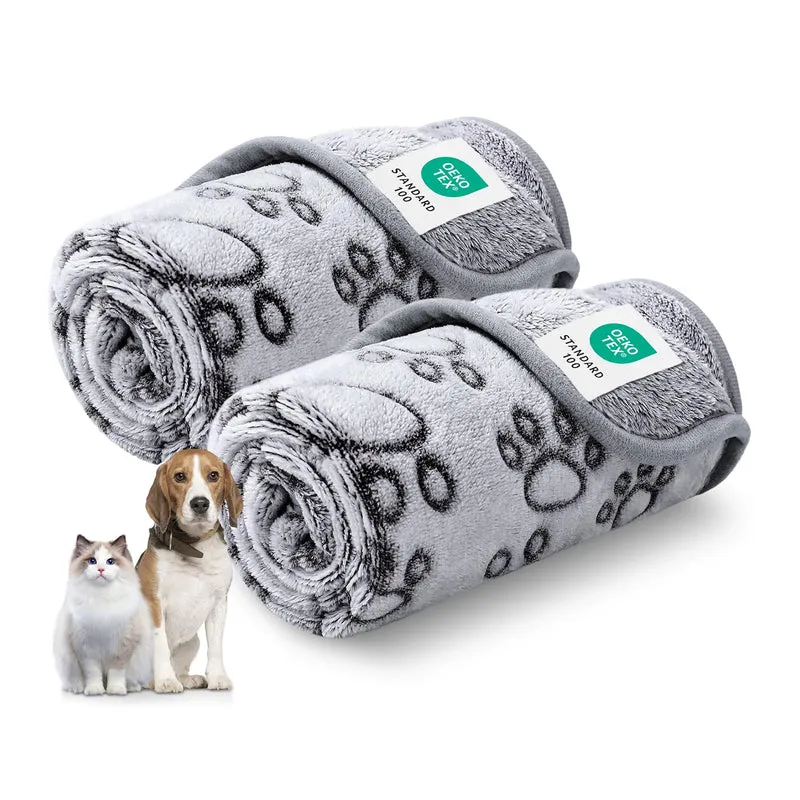 Luciphia Couverture Premium Douce pour Chiens et Chats – Lot de 2, Gris, 41 x 31 po, Lavable 300GSM