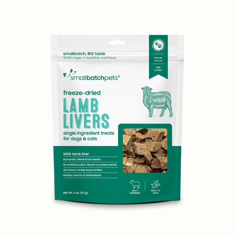smallbatch Friandises au foie d'agneau séché – Pour chiens et chats – Ingrédient unique – Protéines élevées – 4 oz – Fabriqué aux États-Unis