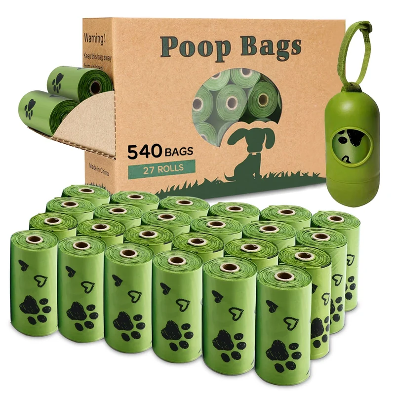 Sacs biodégradables Yingdelai pour chiens – 540 sachets, distributeur inclus, épais et anti-fuite, parfum frais