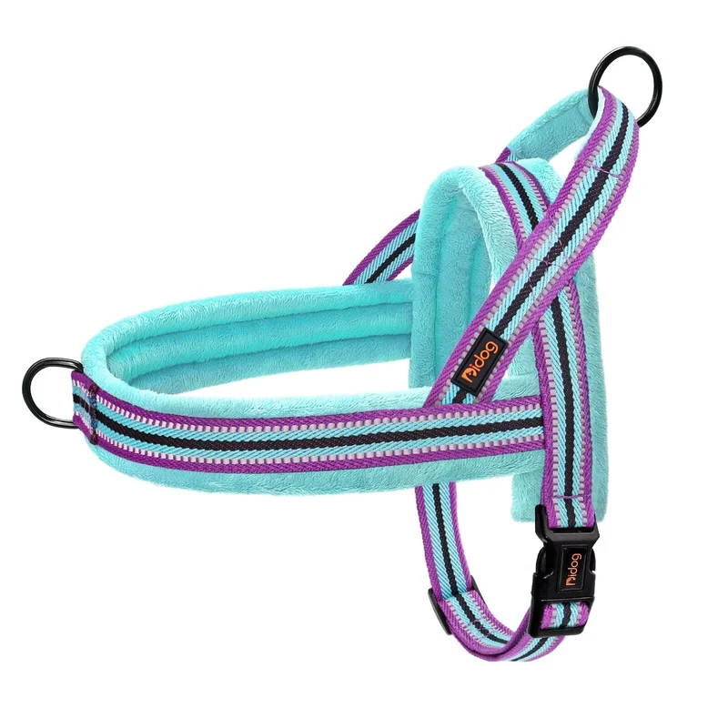 Didog Harnais Chien Flanelle Douce – Anti-Tirage, Ajustement Rapide et Reflet (Poitrine 66–81 cm)