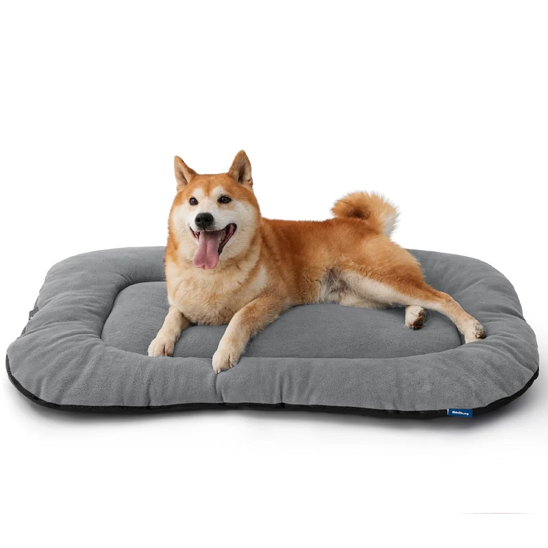 Bedsure Tapis de Caisse Lavable pour Grands Chiens – Antidérapant et Ultra-Doux Gris 89x56 cm