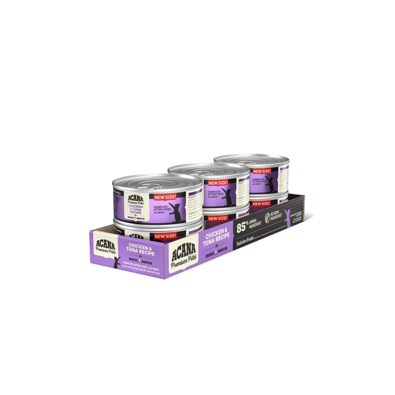 ACANA Premium Pate Chaton – Poulet et Thon en Bouillon d'Os, Boîtes de 5,5 oz (6x)