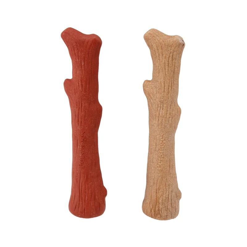 Pupstages Dogwood Mesquite – Jouet à mâcher en bois véritable, 7,5 po, lot de 2 (Naturel & Mesquite)