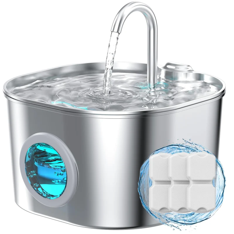 HOOISE Fontaine pour Chat en Inox – Distributeur d'Eau Automatique