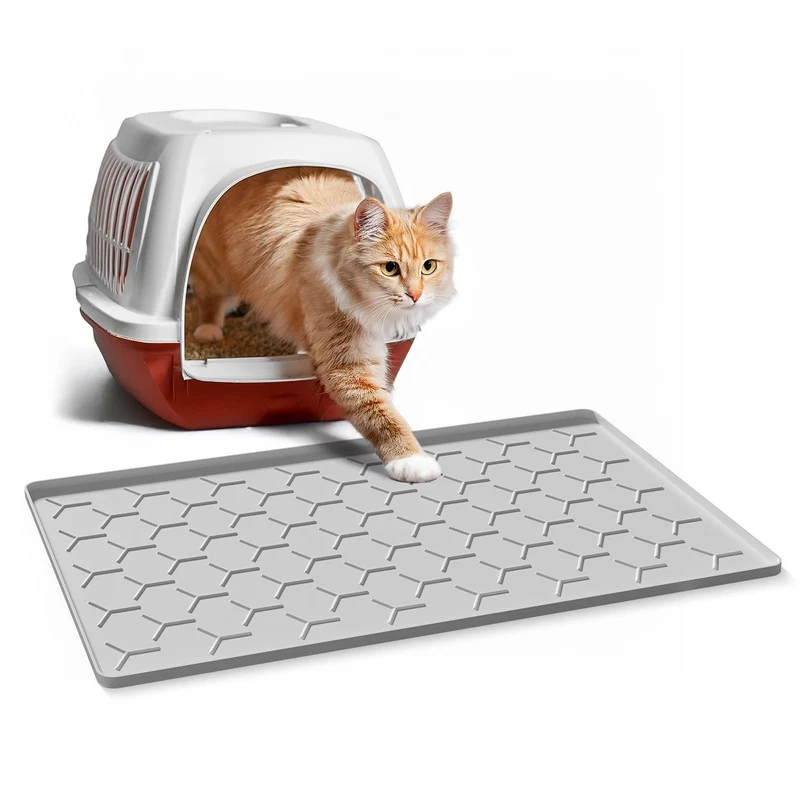 Garoopion Tapis Litière pour Chat en Silicone 24x16 – Étanche et Facile à Nettoyer