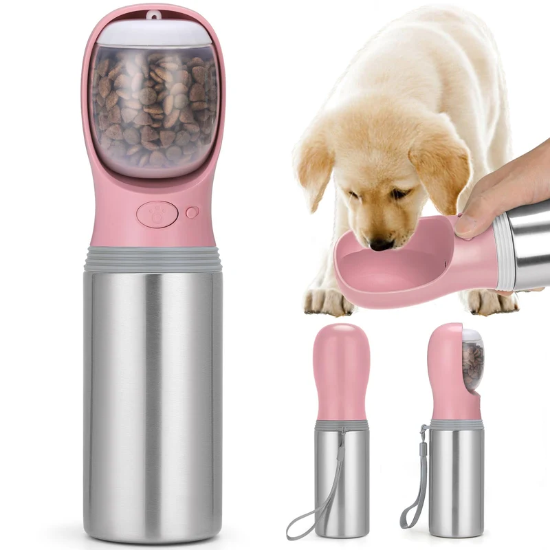 Anipaw Gourde Portable pour Chien 14 oz – Compartiment Nourriture, Étanche, Pour Voyage et Randonnée