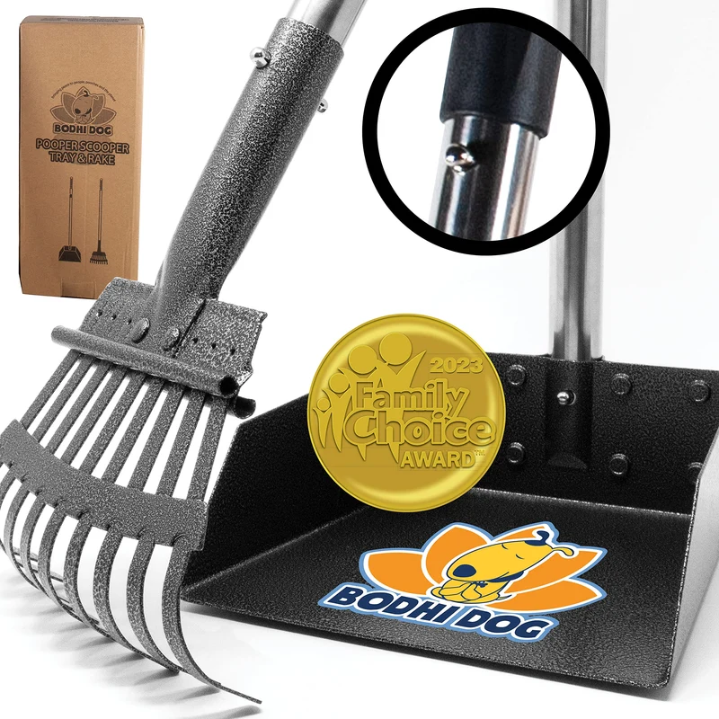 Bodhi Dog Ramasse-Crottes et Rateau en Inox – Long Manche Durable et Résistant à la Rouille