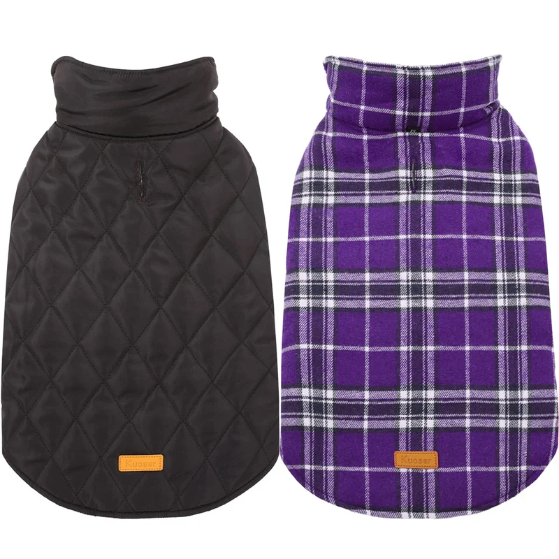 Manteau pour chien Kuoser – Chaud et imperméable, XS violet, réversible et ajustable
