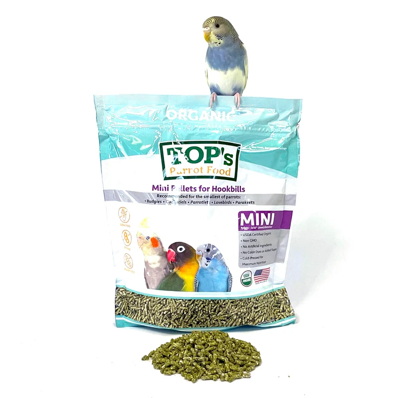 TOP's Parrot Food Mini Pellets – Alimentation pour Petits Perruches et Perroquets, Sans Maïs et Sans Soja, Non-GMO – 1 lb