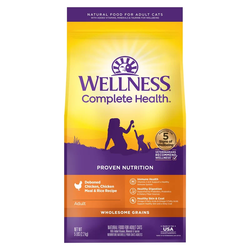 Wellness Complete Health Chat Adulte – Croquettes au Poulet, Sac de 5 lb | Wellness