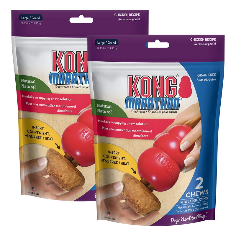 KONG Marathon – Friandises saines pour grands chiens, goût poulet (2 paquets)