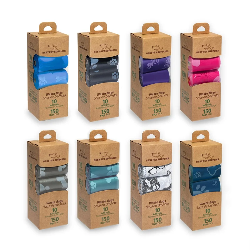 Best Pet Supplies Sacs à déjections pour chien – Lot 4 x 150 sacs, résistants et étanches, couleurs variées