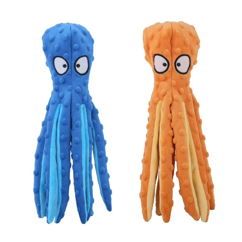 CPYOSN: Jouets en peluche poulpe avec sifflet et papier qui crisse — sans bourrage, durable, pour chiots et chiens, lot de 2