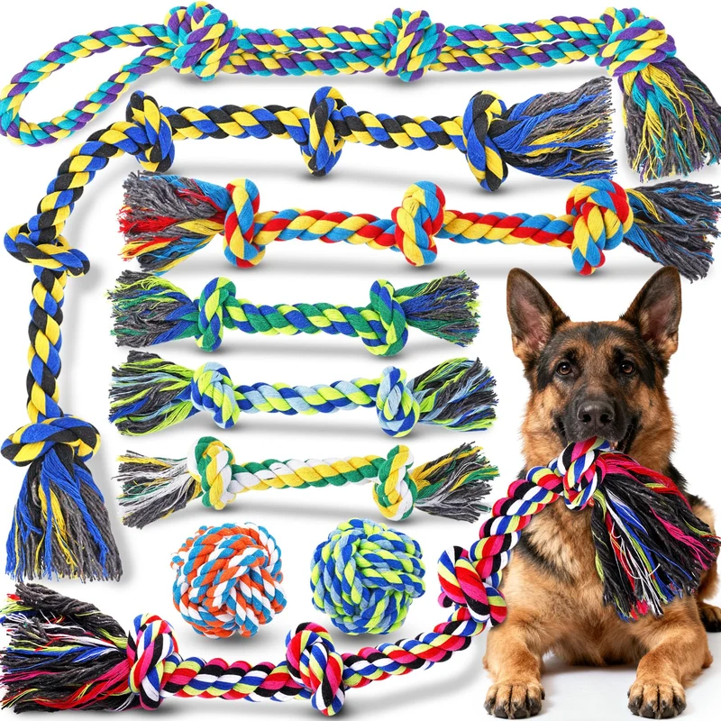 Eefitoys 9-pack Jouets corde pour Chien de Grande Taille – Tirage Robuste et Jeux Variés