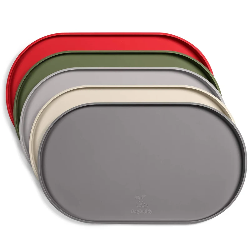 DogBuddy Tapis Alimentaire Étanche en Silicone — Petit, Gris, Anti-Dérapant