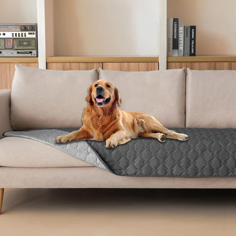 gogobunny Couverture chien double-face imperméable 30x80 – Protège canapé et mobilier (Gris Foncé/Gris Clair)