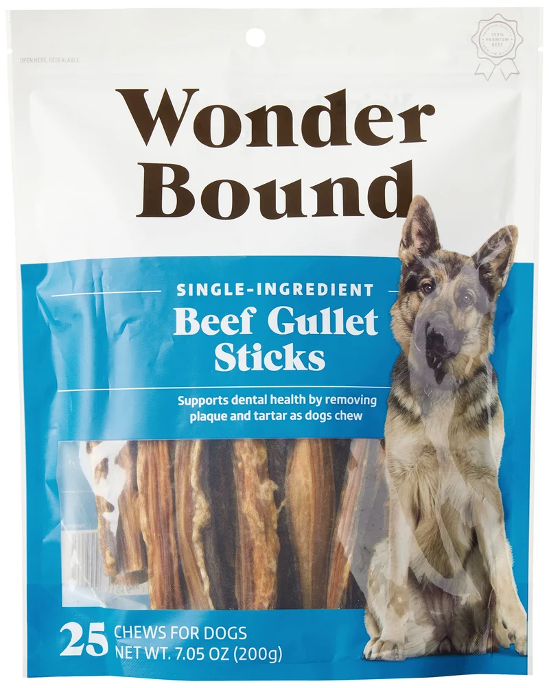 Wonder Bound – Bâtons d'œsophage de bœuf pour chien, 25 pièces, digestibilité élevée, sans additifs
