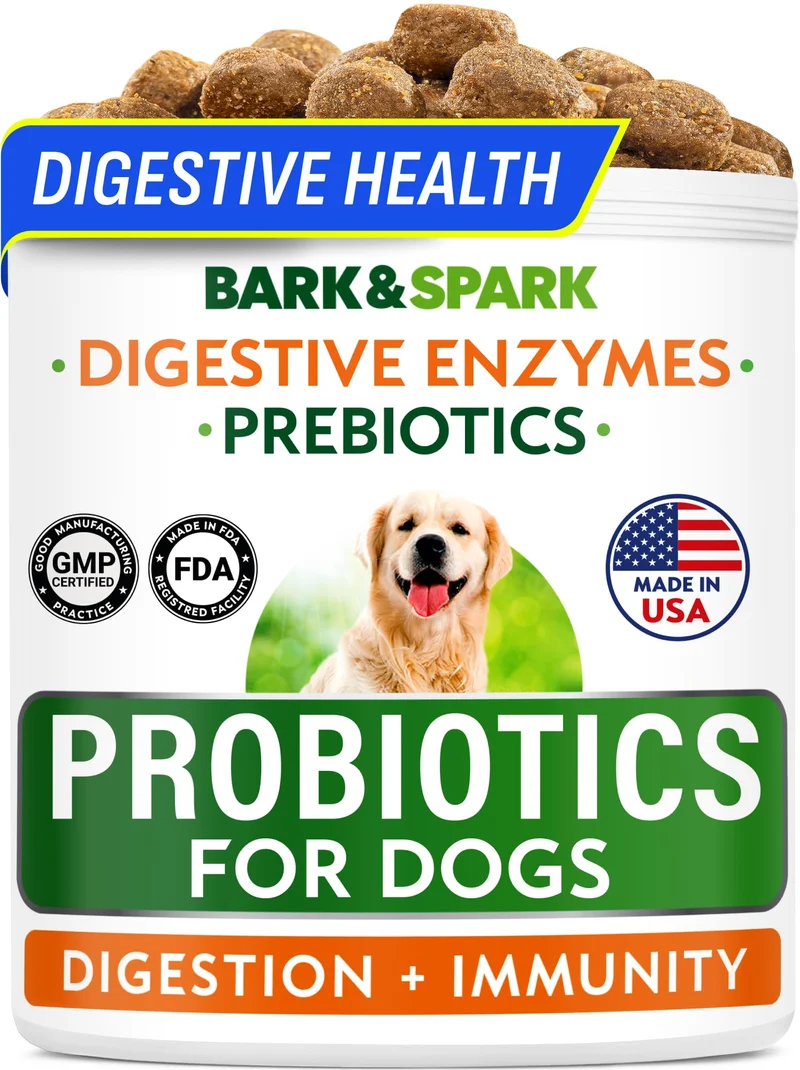 BARK&SPARK Probiotiques pour Chiens – Digestion & Enzymes (120 Ct Poulet)