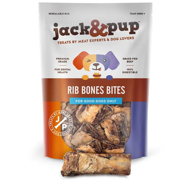 Jack&Pup Côtes de Bœuf pour Chiens – Os Naturels (24 oz), Morceau Unique