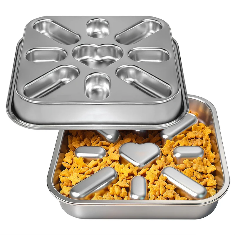 Oiwliur Bol Lent avec Tapis Antidérapant en Inox 304 – 2,5 Tasses pour Chiens Petits et Moyens