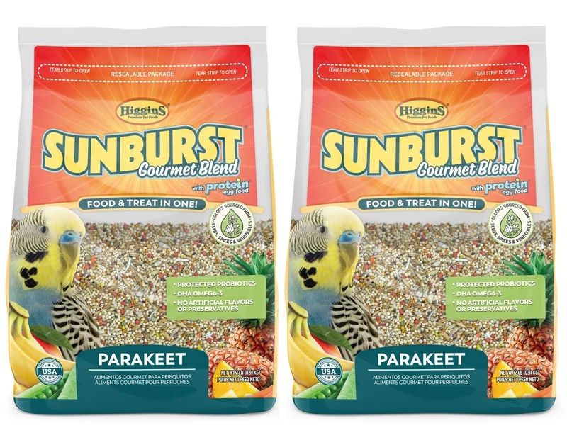 Higgins Sunburst Gourmet Blend pour perruche – Lot de 2 x 0,9 kg avec Protéine Œuf