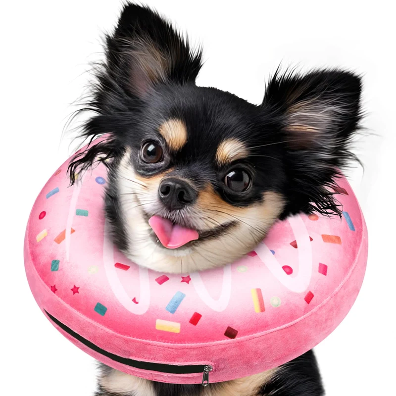 Didopet Collier Donut Gonflable Rose – Confort Après Chirurgie pour Petits Chiens