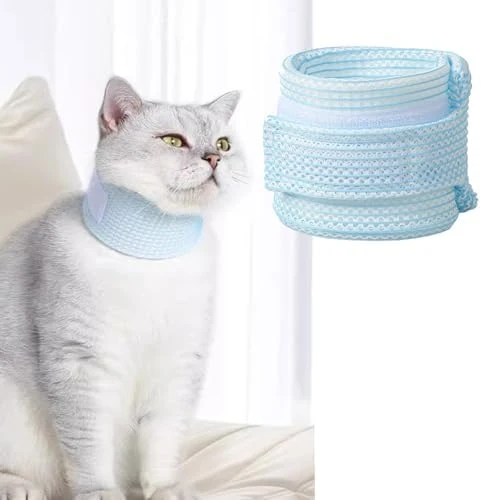 MANON ROSA Collier élisabéthain pour Chat et Chien – Respirant & Ajustable (Moyen, Bleu)