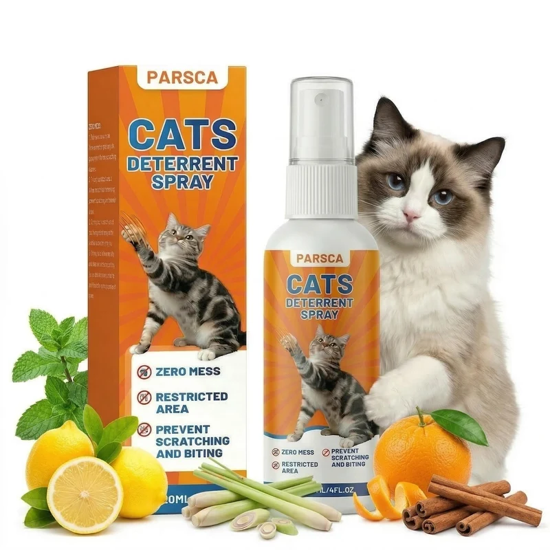 Parsca Spray Dissuasion Chats – Dissuasion Douce Intérieur et Extérieur, Protège Canapés et Meubles, 120 ml