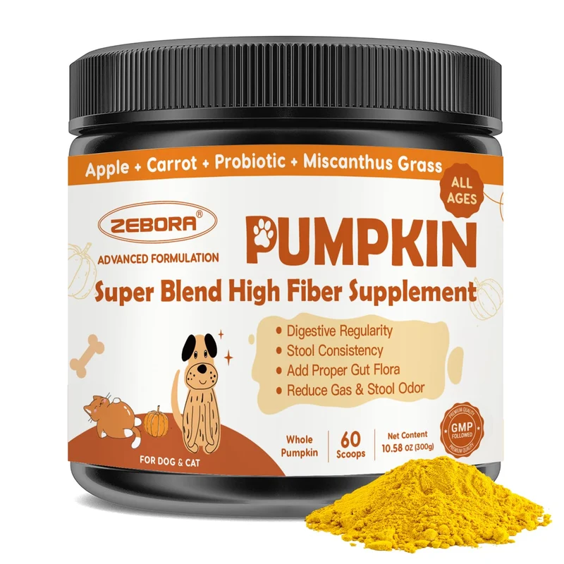 ZEBORA Potiron pour Chiens et Chats – Fibres Naturelles, Probiotiques et Purée prête – 300 g (10,58 oz)