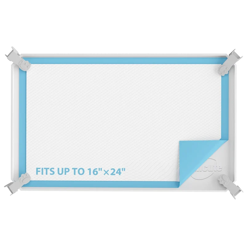 IMMCUTE Porte-tapis pour chiots en silicone - 16x24, bords hauts, 8 pinces, nettoyage facile