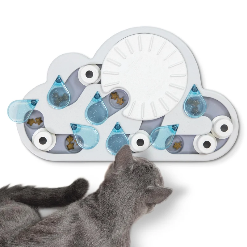 Catstages Nina Ottosson Rainy Day Puzzle & Play — Jeu puzzle interactif pour chats d’intérieur, 19 compartiments