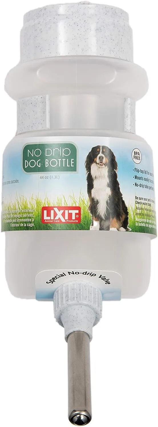 Lixit Top Fill – Bouteille d'eau anti-goutte pour chiens, 44 oz, blanc
