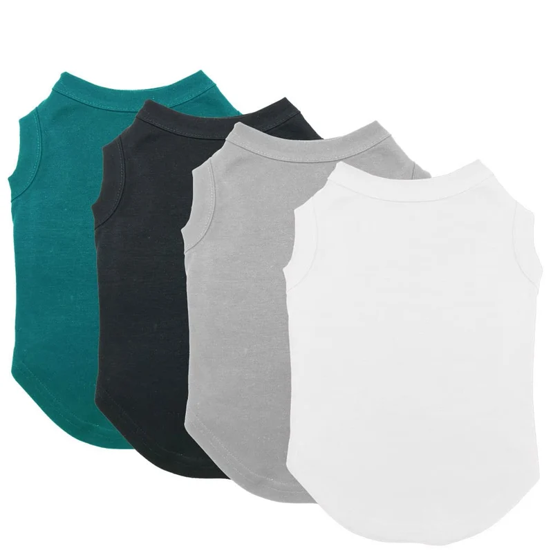 Chol&Vivi T-shirts pour chien XXXL – Lot de 4 chemises sans manches en coton léger, noir/gris/blanc/vert foncé