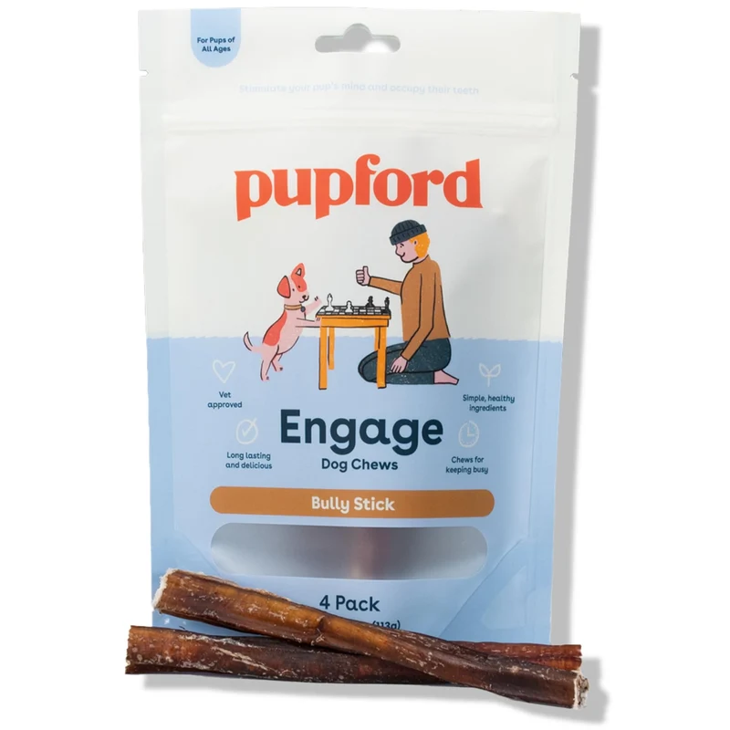 Pupford Bâtons Épais à Mâcher pour Chiens et Chiots – Fumés pour Odeur Améliorée, Naturels, Longue Durée (6 pouces, 4 pièces)