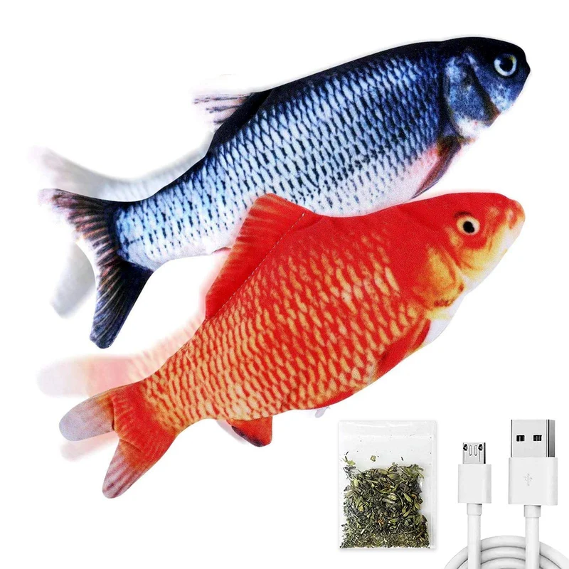 TOOGE Lot de 2 Jouets Poisson Floppy 9 po avec SilverVine et Herbe à Chat – pour Chats d’Intérieur