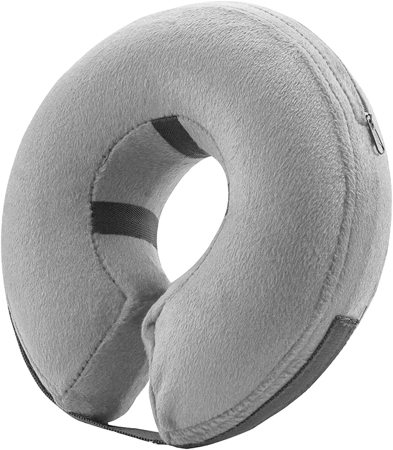 BENCMATE Collier Donut Gonflable — Confort et Protection pour Chiens et Chats (Grand, Gris)
