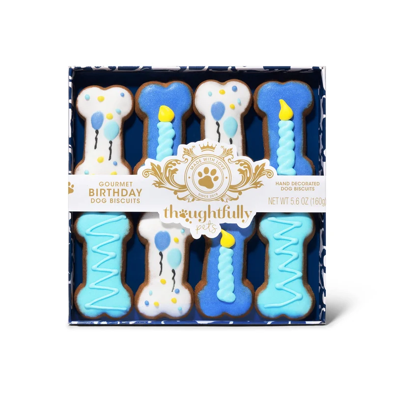 Thoughtfully Pets – Ensemble de 8 Biscuits Os Décorés à la Main pour l Anniversaire du Chien