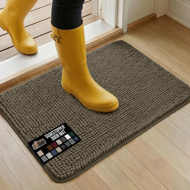GORILLA GRIP SoakSTOPPER Tapis de Porte Absorbant 24x17 Cappuccino – Lavable et Anti-Mouillage