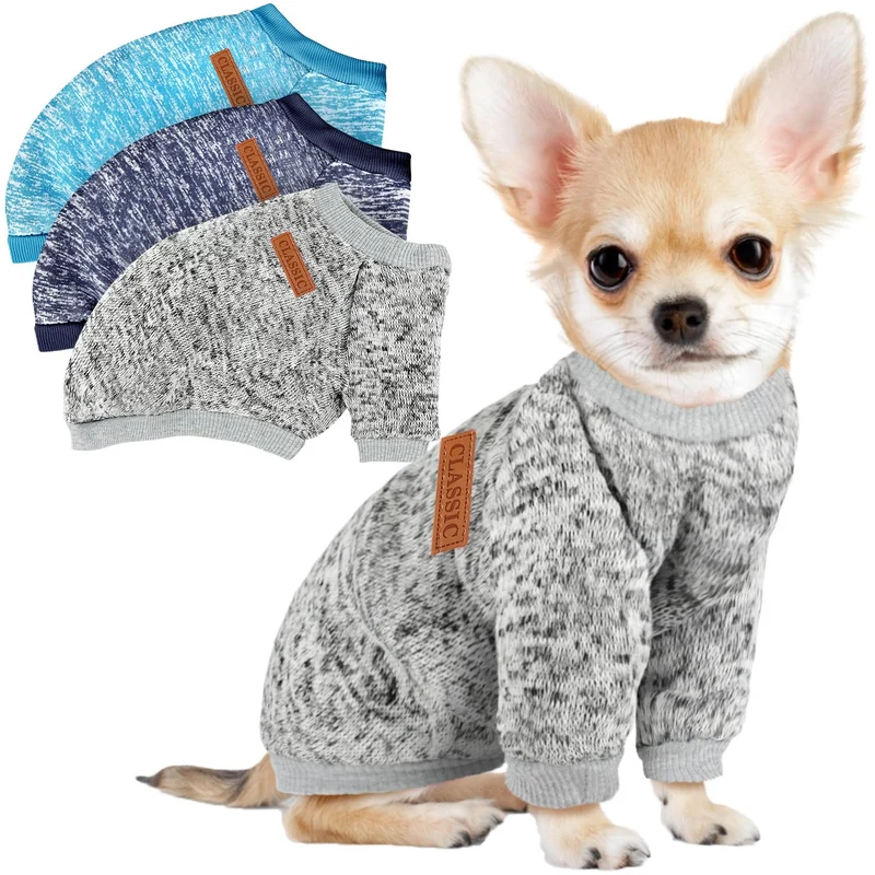 BAOBICUTE – Lot de 3 pulls d'hiver en polaire pour petits chiens et chats