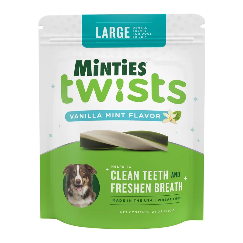 Minties Twists VetIQ – Friandises dentaires pour chiens moyens et grands (>40 lb) – 40 pièces