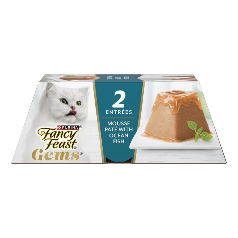 Fancy Feast Gems Pâté Mousse avec Gravy – Poisson Océan pour Chat Adulte, Lot de 8, 4 oz