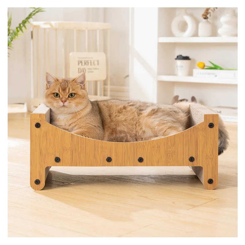 Avont Grattoir pour Chat 3-en-1 : Carton réversible et couchage horizontal – Nature
