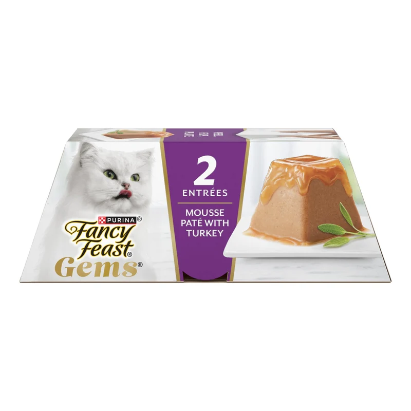 Purina Fancy Feast Gems – Pâté Mousse en Sauce Dinde, 4 oz (Lot de 8)