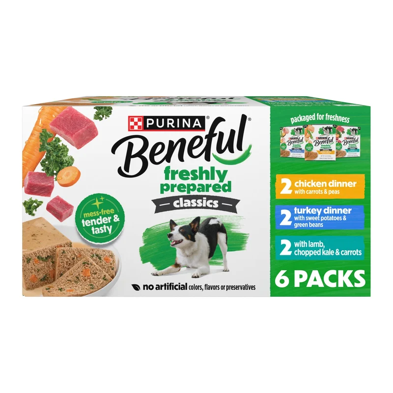 Purina Beneful Freshly Prepared Classics — Variété humide pour chien adulte: Poulet, Dinde ou Agneau – Boîte 9,5 oz (lot de 6)