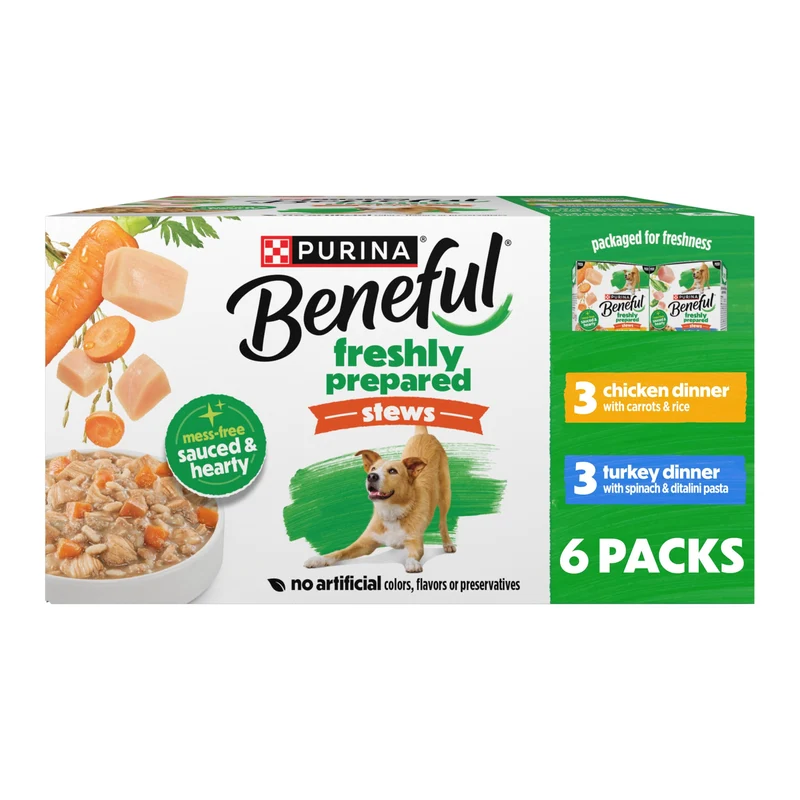 Beneful Freshly Prepared Stews — Nourriture humide pour chien, Dîner au poulet ou à la dinde, Carton 9,5 oz (Lot de 6)