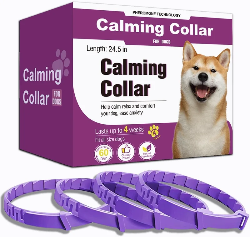 Aurevoen Colliers Calmants pour Chiens – Ensemble 4, Phéromone, 60 Jours, Taille 25 pouces (Pourpre)
