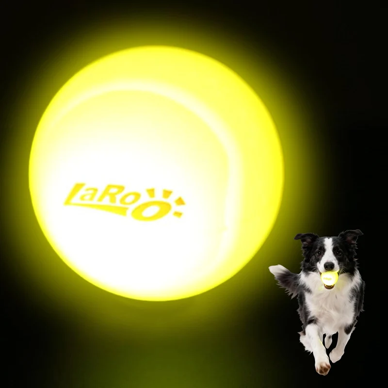LaRoo 2026 – Balle LED pour Chien, Rechargeable USB, Déclenchement par Mouvement, Étanche 2,5 pouces